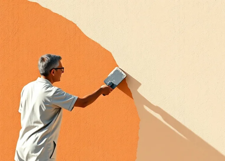 Application d'un enduit décoratif à la lisseuse sur un mur
