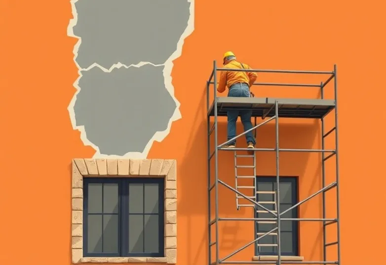 Ravalement de façade en pierre, nettoyage et application d'enduit